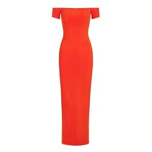 NWT SKIMS SOFT LOUNGE OFF THE SHOULDER DRESS IN FIRE